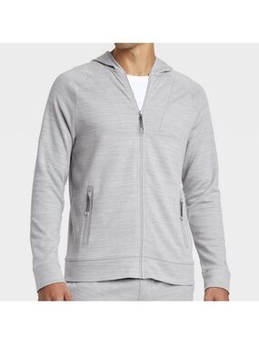 NWT All In Motion lightweight Men's Gray Zip Up Hoodie. Zip pockets Size M